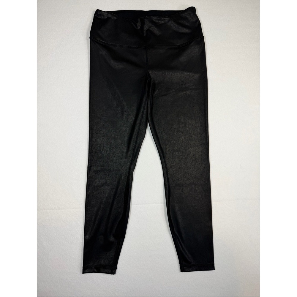 90 Degree by Reflex Black Faux Leatherette Leggings Size Large